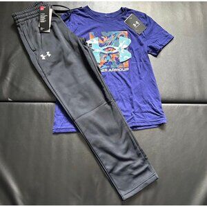 NWT Under Armour Sweats & Tee Set Boys Youth Size Medium